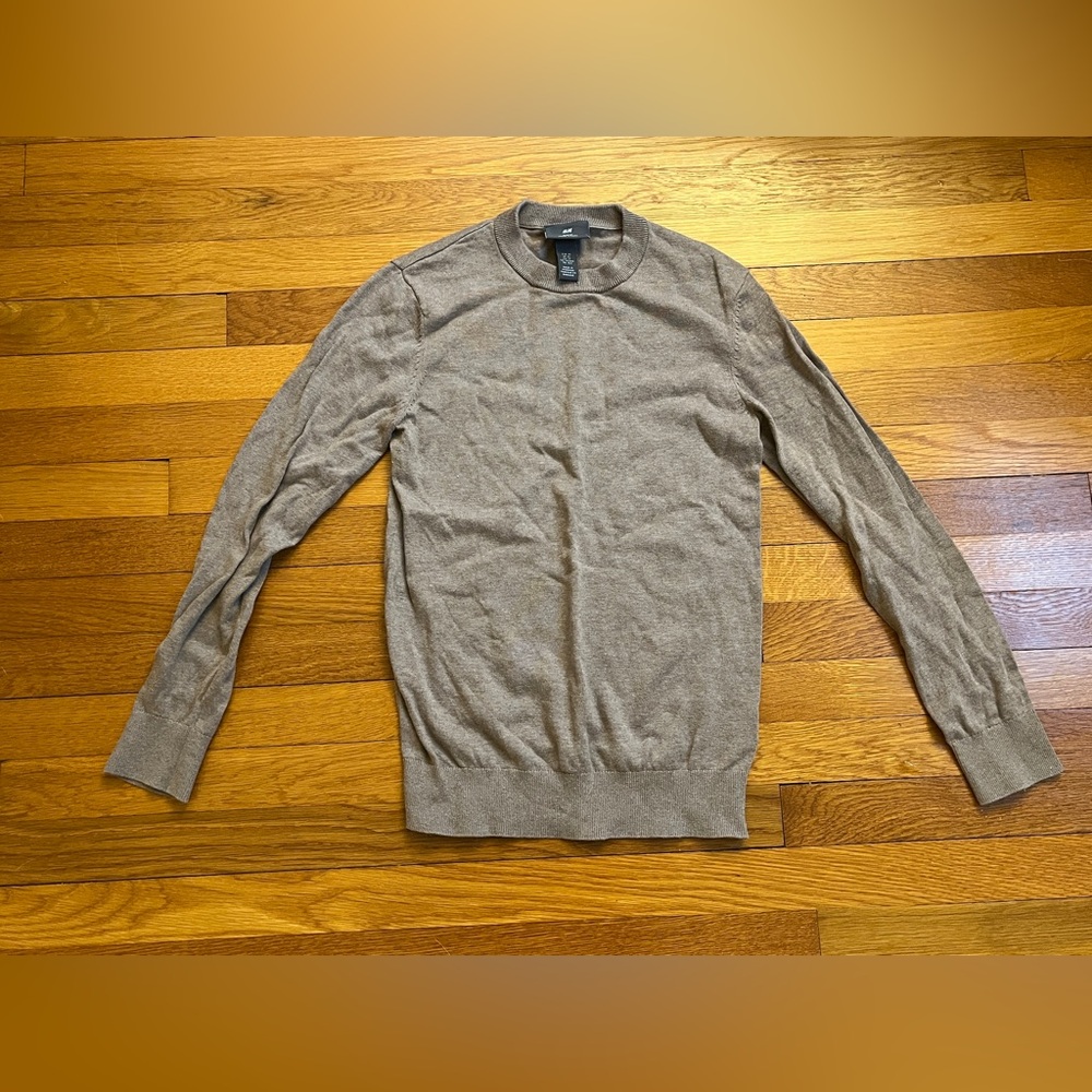 H&M Men’s brown slim fit long sleeve 100% cotton sweater size XS